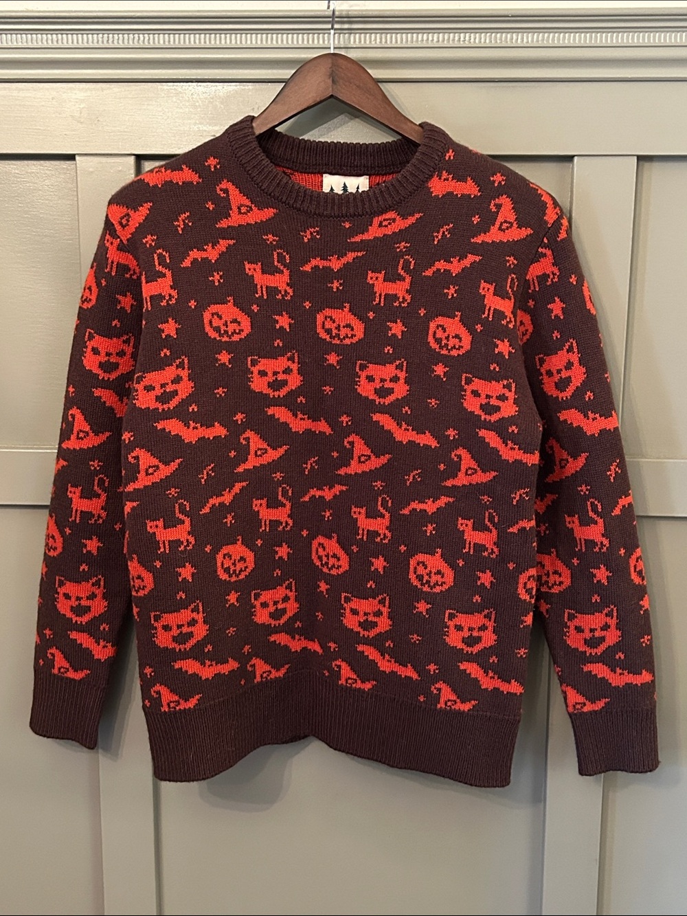 Kiel James Patrick Hocus Pocus Halloween Sweater Wool Blend Brown Orange Small - Picture 2 of 8